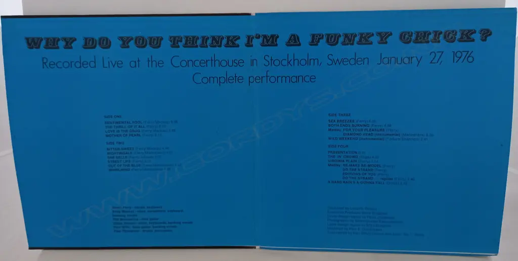 Roxy Music, Why Do You Think I'm A Funky Chick ?, (Double Album) Image 1++